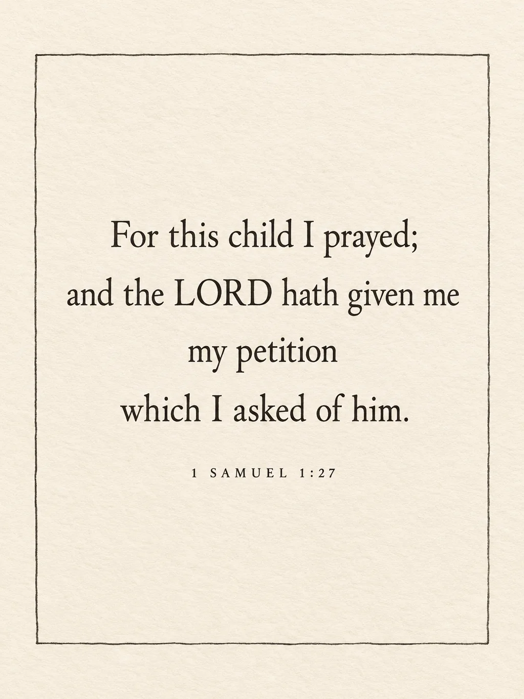 For This Child I Prayed, 1 Samuel 1:27, the artwork itself