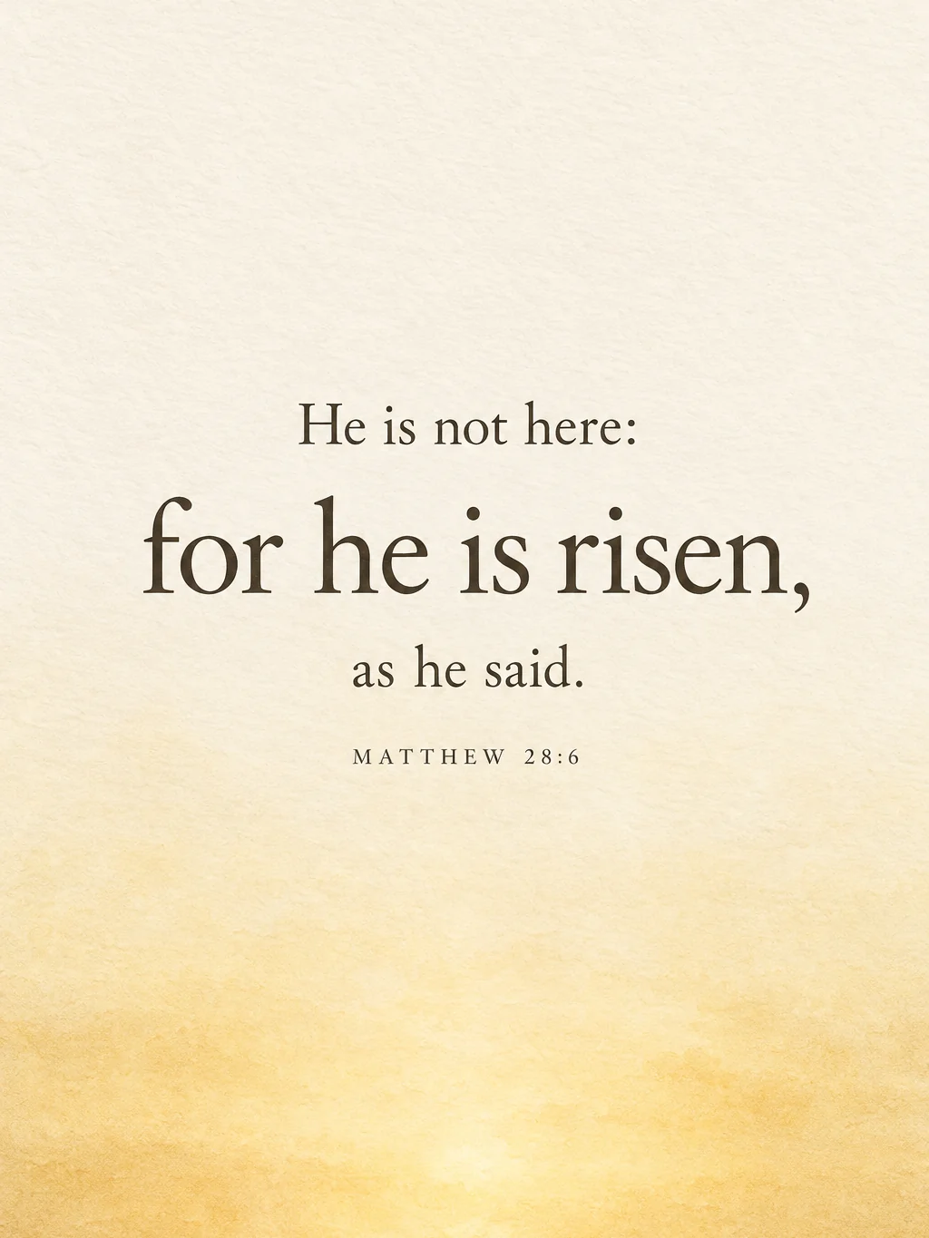 He Is Risen, Matthew 28:6, the artwork itself